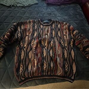 Tundra Black and Brown Crewneck Sweater with Textured Pattern
